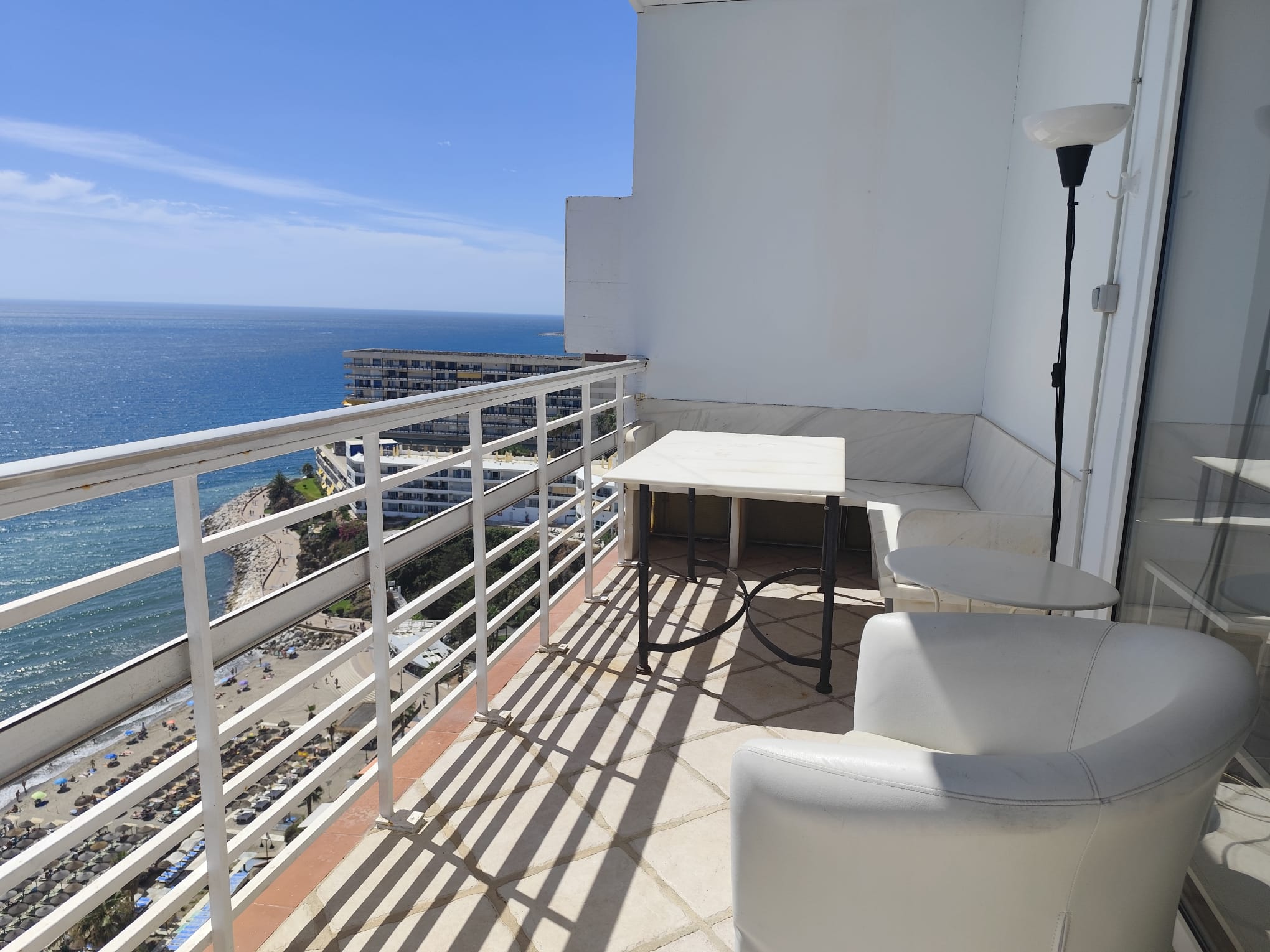 Corner balcony and coastline